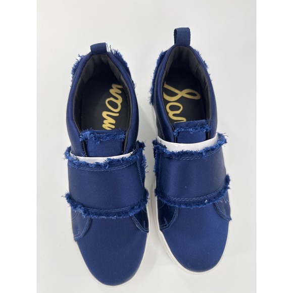 Sam Edelman Navy Blue Canvas Slip On Shoes, Frayed Trim Women US 6 EUR 36 NEW - Picture 2 of 7